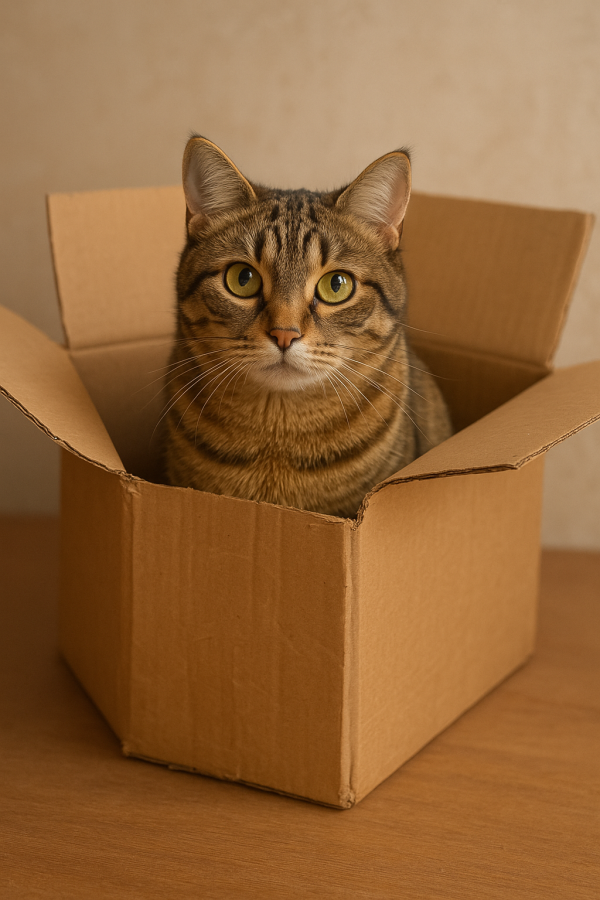 Chat dans une boîte en carton